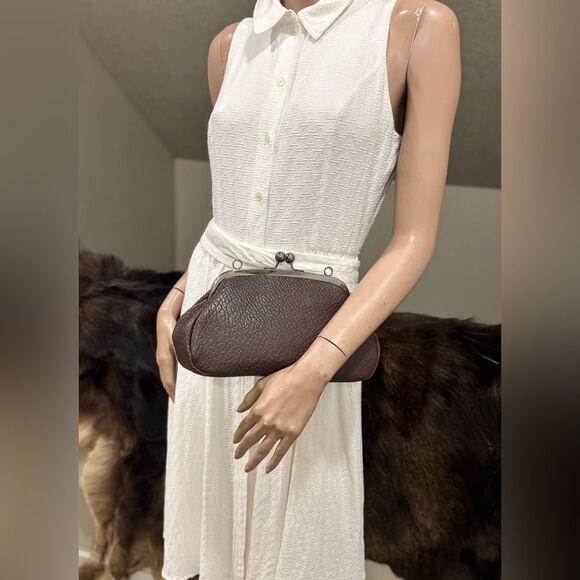 Genuine Bison Leather Handmade Vintage Style Clutch Bag, Wristlet, Crossbody - Picture 4 of 16